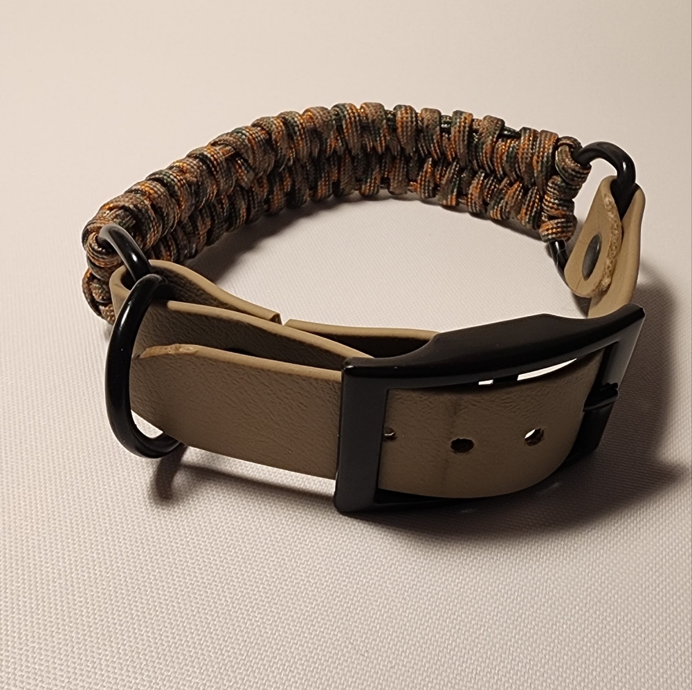 Tan Biothane and Paracord Collar 12.5-15"